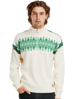 Dale of Norway Aspoy Men's Lightweight Wool Sweater Offwhite Brightgreen Purple Discount