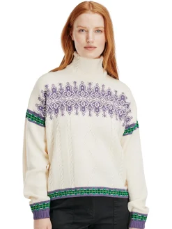 Dale of Norway Aspoy Women's Lightweight Wool Sweater Offwhite Darkpurple Navy Fashion