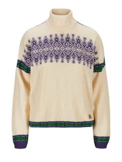 Dale of Norway Aspoy Women's Lightweight Wool Sweater Offwhite Darkpurple Navy Fashion