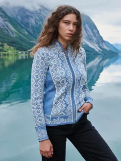 Dale of Norway Christiania Women's Jacket - Merino Wool Blueshadow Offwhite Shop