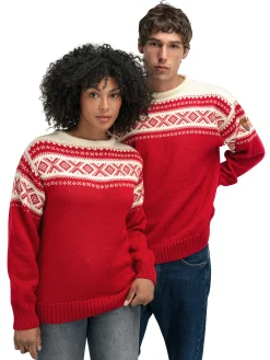 Dale of Norway Cortina 1956 Unisex Sweater - Norwegian Wool Raspberry Off-White Hot