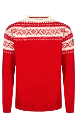 Dale of Norway Cortina 1956 Unisex Sweater - Norwegian Wool Raspberry Off-White Hot