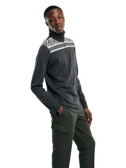 Dale of Norway Cortina Basic Men's Sweater - Superfine Merino Dark Charcoal Offwhite Store