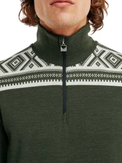 Dale of Norway Cortina Basic Men's Sweater - Superfine Merino Dark Green Offwhite Outlet