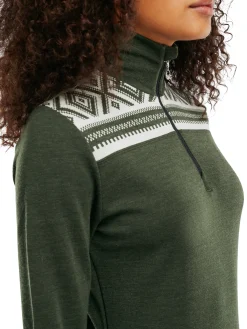 Dale of Norway Cortina Basic Women's Sweater - Superfine Merino Dark Green Offwhite Cheap
