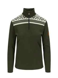 Dale of Norway Cortina Basic Women's Sweater - Superfine Merino Dark Green Offwhite Cheap