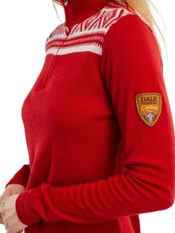 Dale of Norway Cortina Basic Women's Sweater - Superfine Merino Raspberry Offwhite Flash Sale