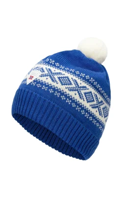 Dale of Norway Cortina Kids Hat 4-8 Yrs - Merino Wool Ultramarine Off White Online