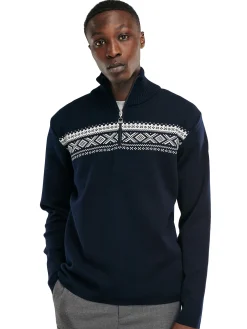 Dale of Norway Dalestolen Men's Merino Wool Sweater Navy Offwhite Cheap