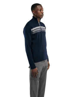 Dale of Norway Dalestolen Men's Merino Wool Sweater Navy Offwhite Cheap