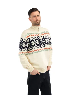 Dale of Norway Falkeberg Men's Sweater Offwhite Black Green Orange Shop