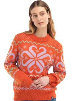 Dale of Norway Falkeberg Women's Sweater Orangemel Lavender Green Offwh New
