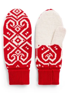 Dale of Norway Falun Unisex Merino Wool Mittens Raspberry Offwhite New
