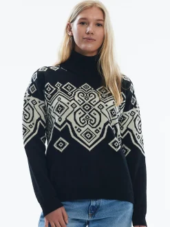 Dale of Norway Falun Women's Sweater - Norwegian Wool Black Off White Discount