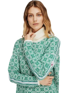 Dale of Norway Firda Women's Sweater - Merino Wool Brightgreen Offwhite Best Sale