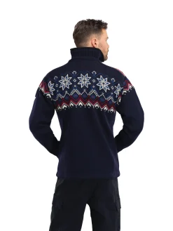 Dale of Norway Fongen Weatherproof Men's Sweater - Norwegian Wool Navy Offwhite Redrose Indigo Fashion