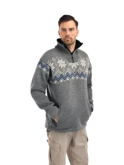 Dale of Norway Fongen Weatherproof Men's Sweater - Norwegian Wool Smoke Offwhite Indigo Charcoal Cheap