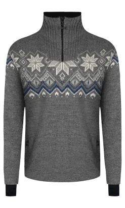 Dale of Norway Fongen Weatherproof Men's Sweater - Norwegian Wool Smoke Offwhite Indigo Charcoal Cheap
