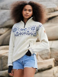 Dale of Norway Fongen Weatherproof Women's Sweater - Norwegian Wool Offwhite Lightcharcoal Smoke Fashion