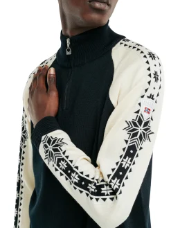 Dale of Norway Geilo Men's Sweater - Merino Wool Black Off White Best Sale