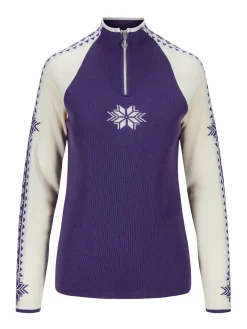 Dale of Norway Geilo Women's Sweater - Merino Wool Darkpurple Offwhite Cheap