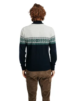Dale of Norway Hovden Men's Sweater - Merino Wool Navy Brightgreen Offwhite Shop