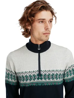 Dale of Norway Hovden Men's Sweater - Merino Wool Navy Brightgreen Offwhite Shop
