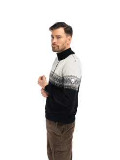 Dale of Norway Hovden Men's Sweater - Merino Wool Black Lightcharcoal Smoke Clearance