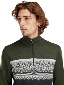 Dale of Norway Moritz Basic Men's Sweater - Superfine Merino Darkgreen Darkcharcoal Offwhit Best