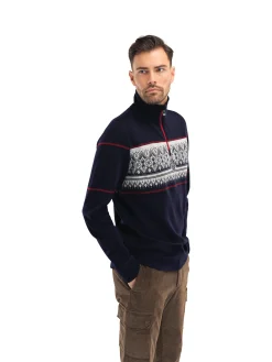 Dale of Norway Moritz Basic Men's Sweater - Superfine Merino Navy White Raspberry Sale