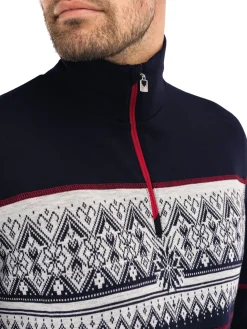 Dale of Norway Moritz Basic Men's Sweater - Superfine Merino Navy White Raspberry Sale