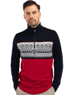 Dale of Norway Moritz Basic Men's Sweater - Superfine Merino Raspberry Navy Offwhite Discount