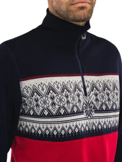 Dale of Norway Moritz Basic Men's Sweater - Superfine Merino Raspberry Navy Offwhite Discount