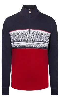 Dale of Norway Moritz Basic Men's Sweater - Superfine Merino Raspberry Navy Offwhite Discount