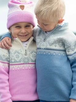 Dale of Norway Moritz Kids' Sweater - Merino Wool Pinkcandy Offwhite Fuchsiara Online
