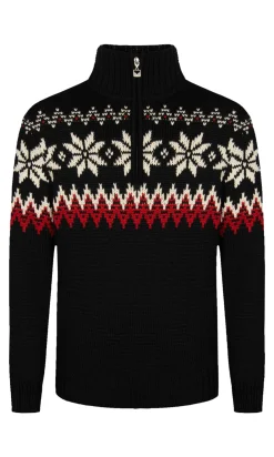Dale of Norway Myking Men's Sweater - Merino Wool Black Raspberry Offwhite Cheap