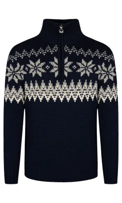 Dale of Norway Myking Men's Sweater - Merino Wool Navy Offwhite Lightcharcoal Shop