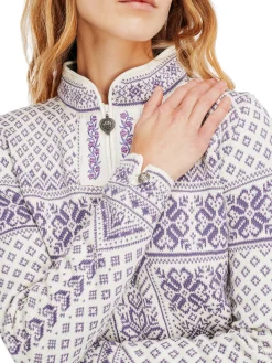 Dale of Norway Peace Women's Knit Sweater Offwhite Darkpurple Cheap