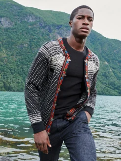 Dale of Norway Setesdal Lusekofte Jacket - Norwegian Wool Black Offwhite Flash Sale