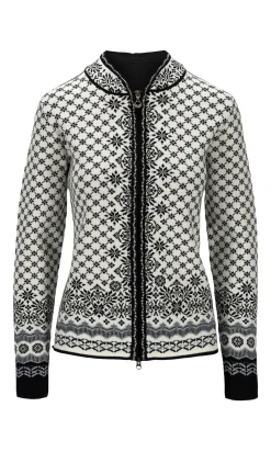 Dale of Norway Solfrid Women's Jacket - Merino Wool Off White Black Schiefer Grau Hot