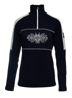 Dale of Norway Spirit Basic Women's Sweater - Superfine Merino Navy Offwhite Hot