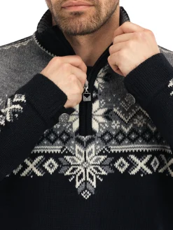 Dale of Norway 140Th Anniversary Men's Sweater - Norwegian Wool Black Smoke Offwhite Fashion