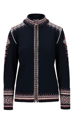 Dale of Norway 140Th Anniversary Women's Wool Jacket Navy Red Rose Off White Clearance