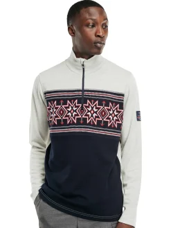 Dale of Norway Tindefjell Basic Men's Merino Wool Basic Sweater Offwhite Navy Raspberry Cheap