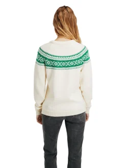Dale of Norway Vagsoy Women's Wool Sweater Offwhite Brightgreen New