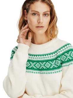 Dale of Norway Vagsoy Women's Wool Sweater Offwhite Brightgreen New