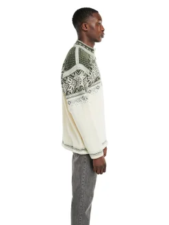Dale of Norway Vail Men's Sweater - Norwegian Wool Offwhite Dark Green Grey Fashion
