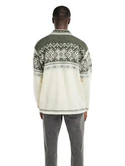 Dale of Norway Vail Men's Sweater - Norwegian Wool Offwhite Dark Green Grey Fashion