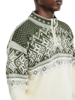 Dale of Norway Vail Men's Sweater - Norwegian Wool Offwhite Dark Green Grey Fashion
