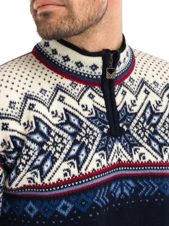 Dale of Norway Vail Men's Sweater - Norwegian Wool Midnightnavy Redrose Offwhite Cheap